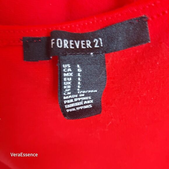 Forever 21 Women Dress Large Red wide cross Straps Sleeveless Fit Flared Mini - Picture 5 of 6